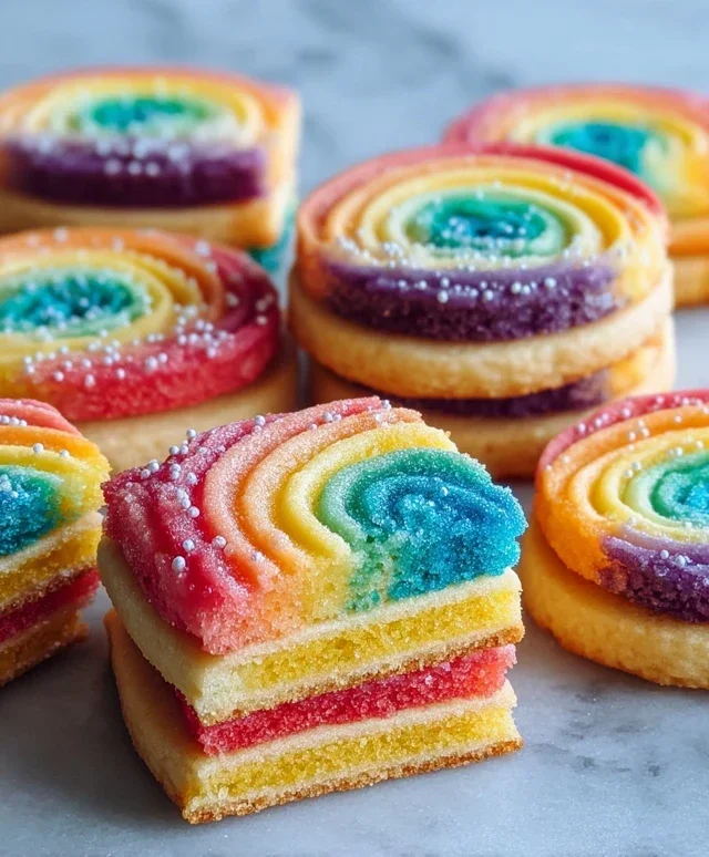 Piped Rainbow Shortbread Cookies