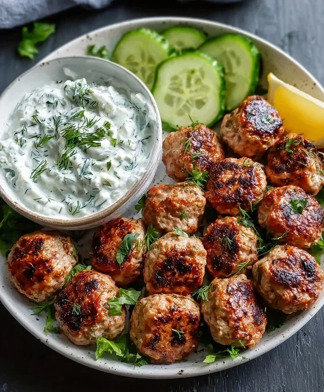 Greek Turkey Meatballs with Tzatziki