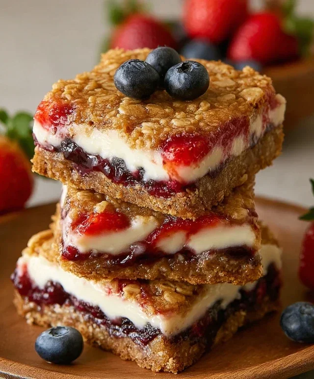 Berry Oatmeal Cheesecake Bars