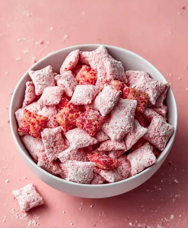 Easy Strawberry Shortcake Puppy Chow