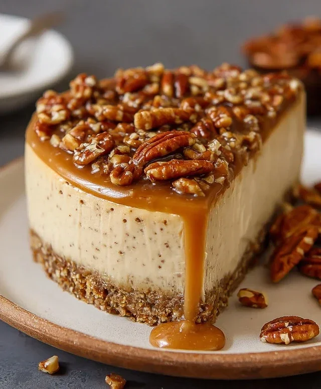 Vegan Caramel Pecan Cheesecake