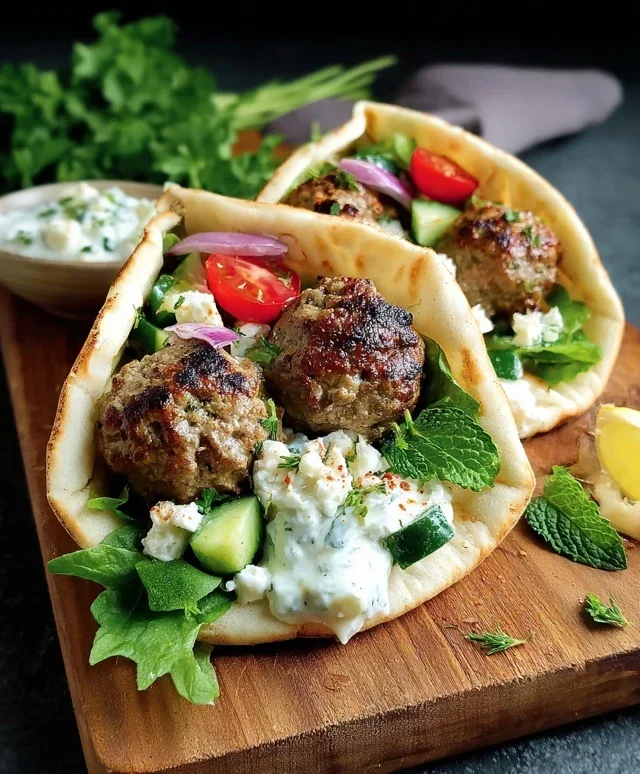 Greek Meatball Pitas