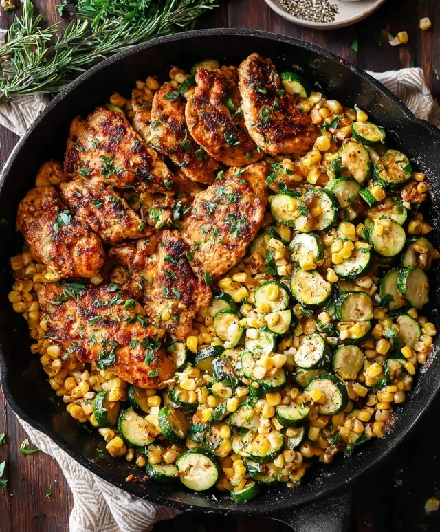 Garlic Butter Chicken with Zucchini and Corn - One-Pan, 30-Minute Meal