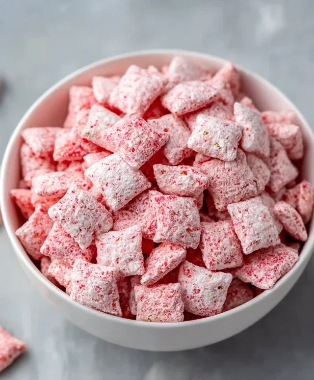 Easy Strawberry Shortcake Puppy Chow