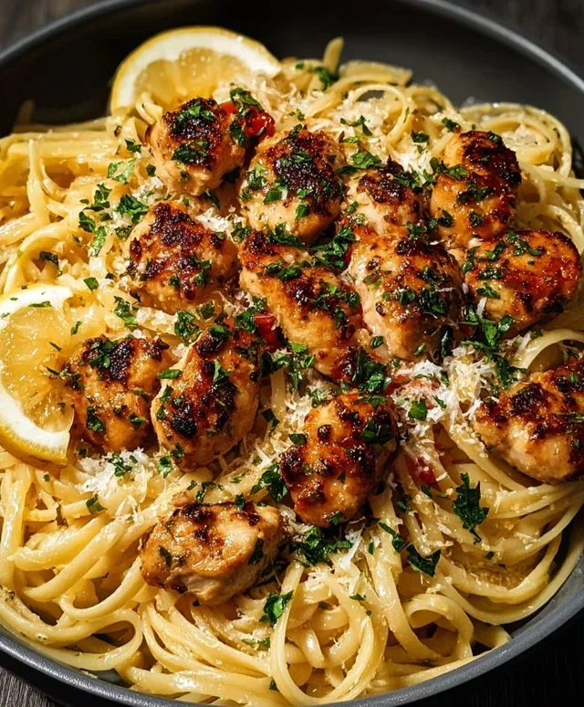 Lemon Chicken with Parmesan Linguine