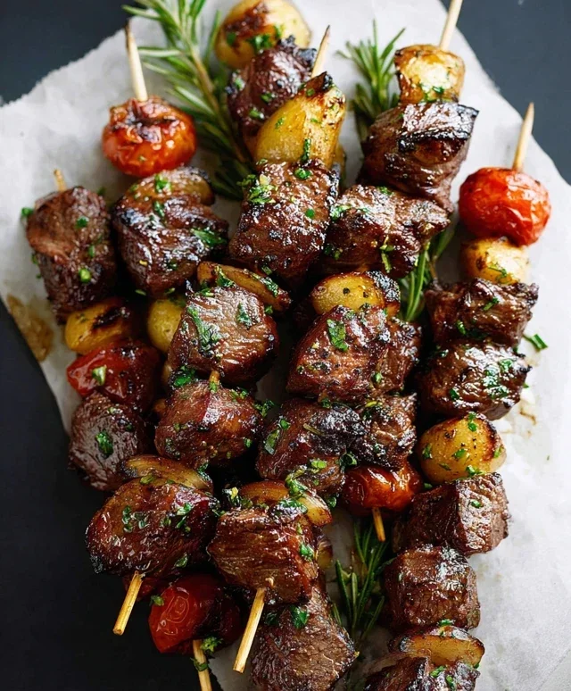 Rosemary Garlic Steak Kebabs