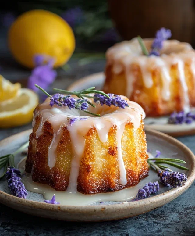Mini Lemon Cakes With Lavender Glaze