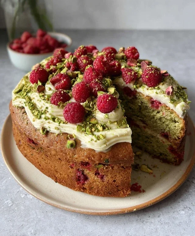 Pistachio Raspberry Cake
