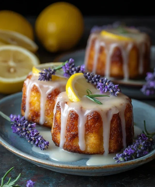 Mini Lemon Cakes With Lavender Glaze