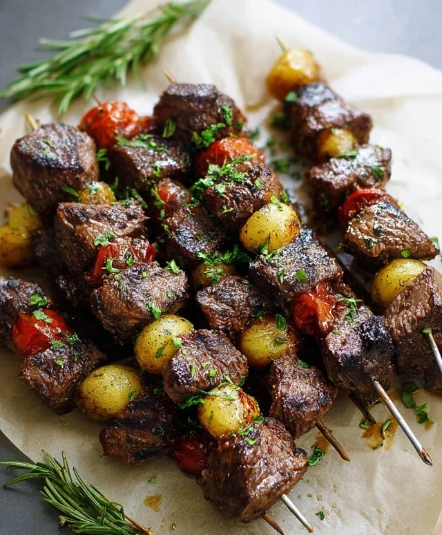 Rosemary Garlic Steak Kebabs