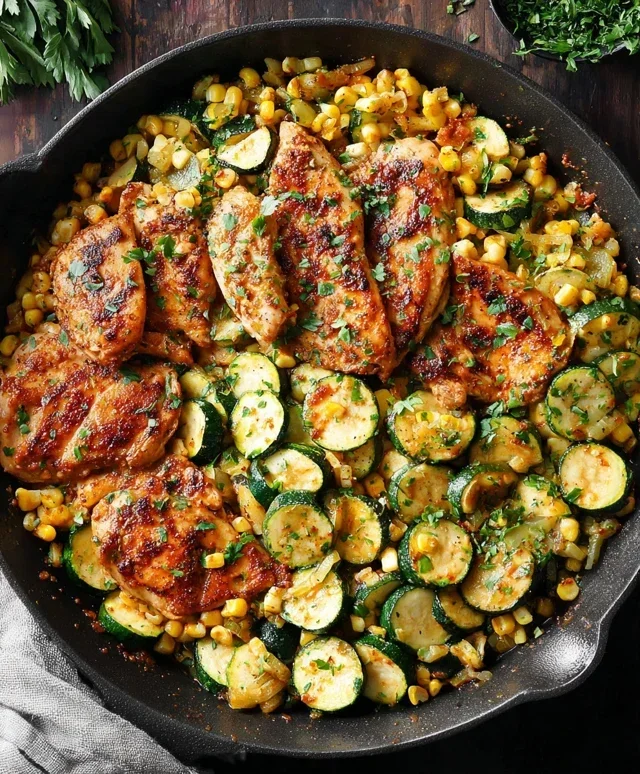 Garlic Butter Chicken with Zucchini and Corn - One-Pan, 30-Minute Meal
