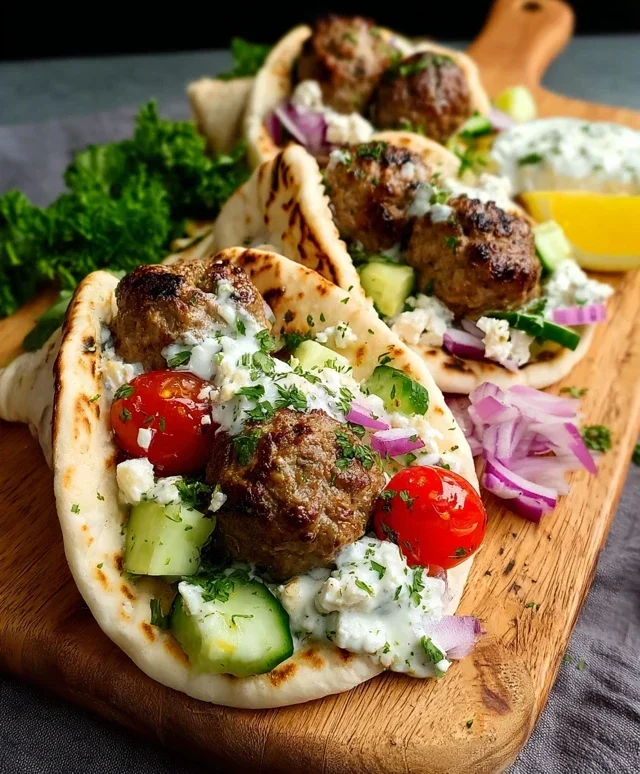 Greek Meatball Pitas