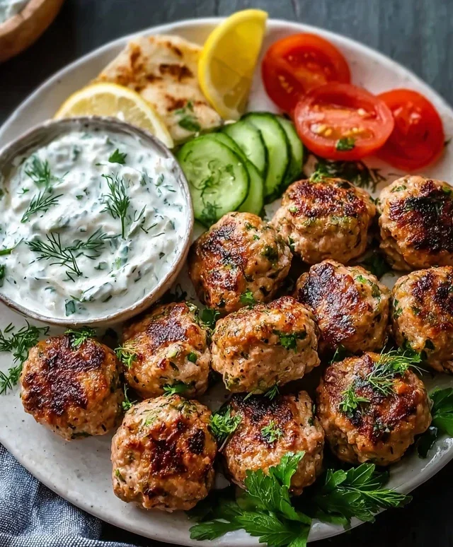 Greek Turkey Meatballs with Tzatziki