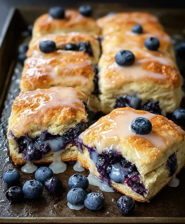 Glazed Blueberry Butter Swim Biscuits