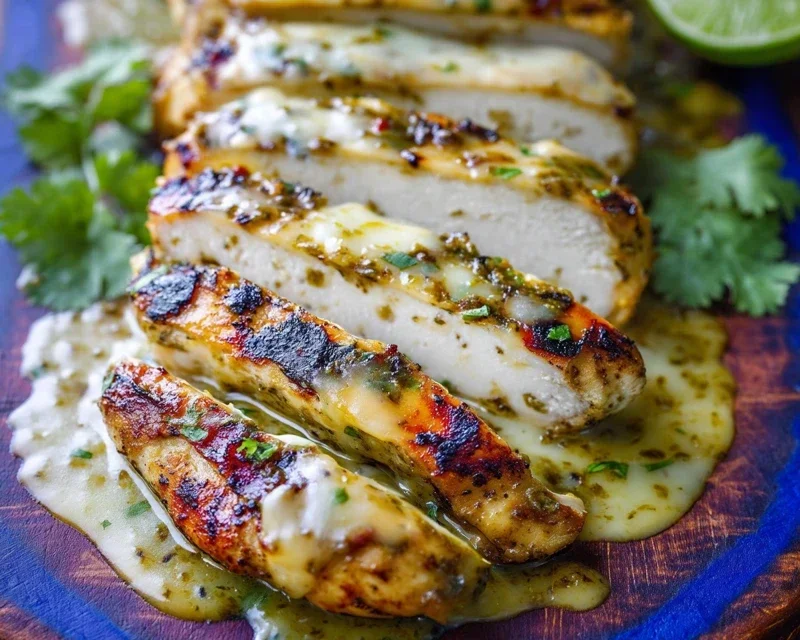 Grilled Salsa Verde Pepper Jack Chicken