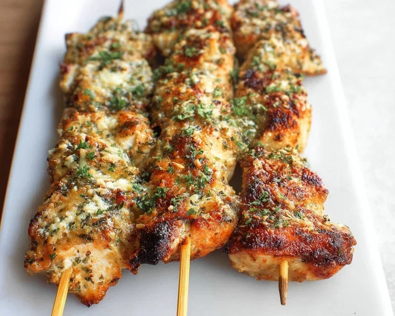 Ranch Garlic Parmesan Chicken Skewers