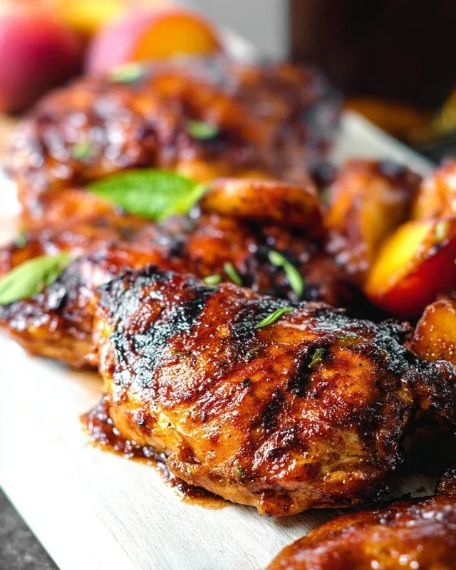 Grilled Bourbon Extract Extract Peach BBQ Chicken
