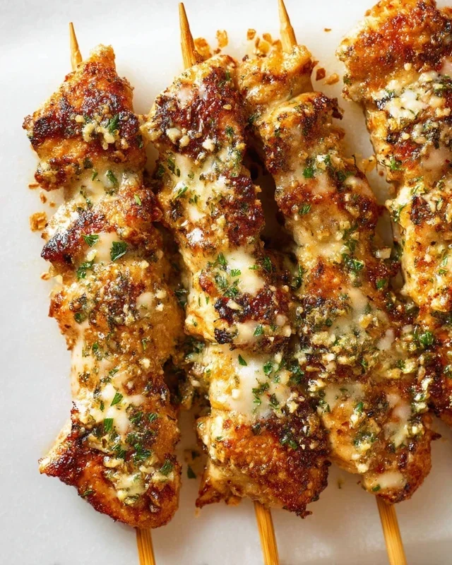 Garlic Parmesan Chicken Skewers