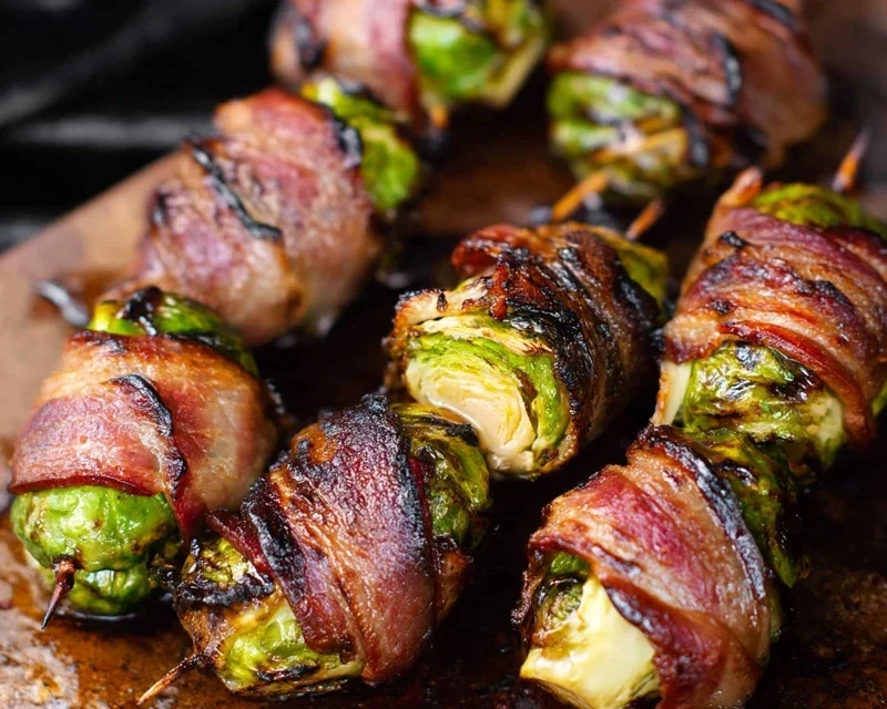 Grilled Beef Beef Bacon Wrapped Brussels Sprouts