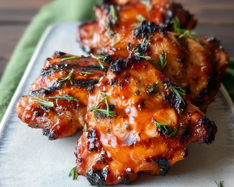 Grilled Honey Buffalo Chicken Thighs