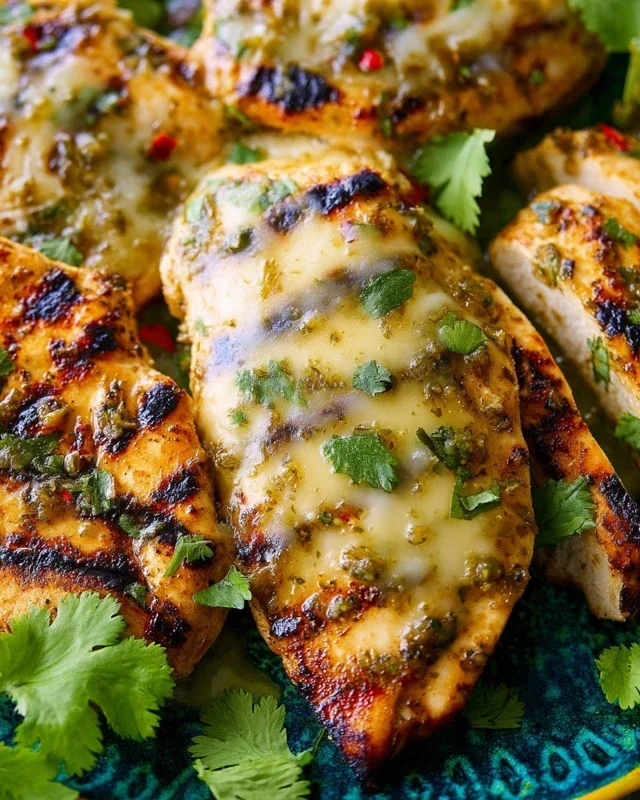 Grilled Salsa Verde Pepper Jack Chicken