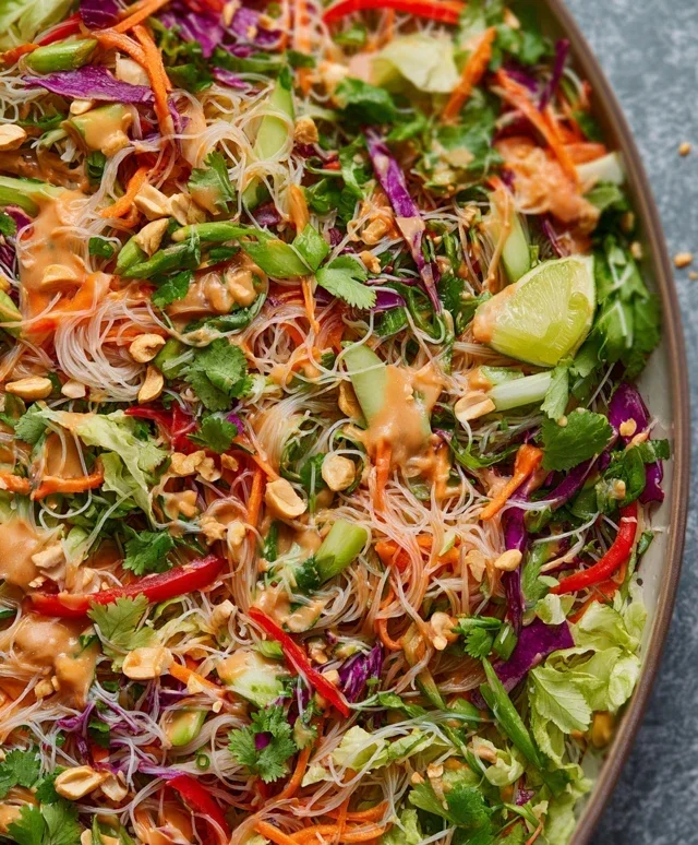Spring Roll Salad with Peanut Dressing, gluten-free