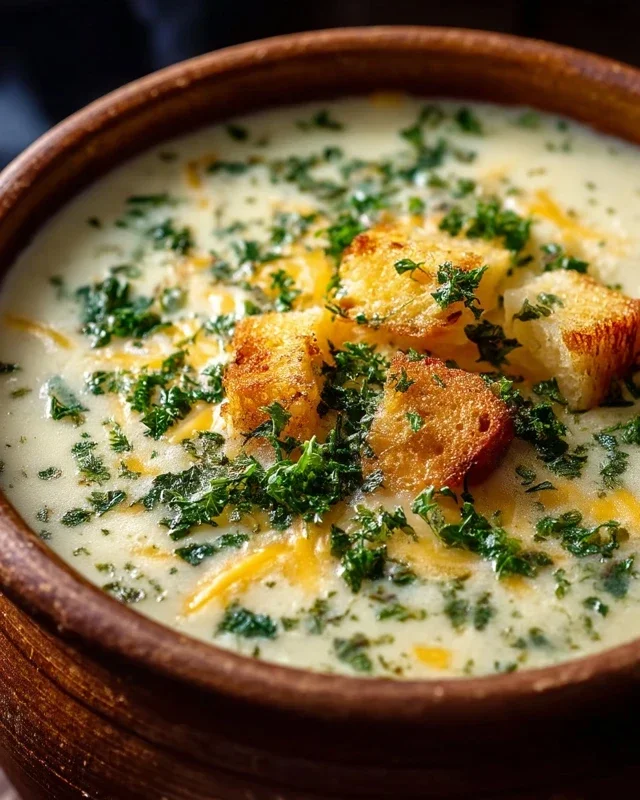 Hearty Cheddar Garlic Herb Potato Soup Recipe
