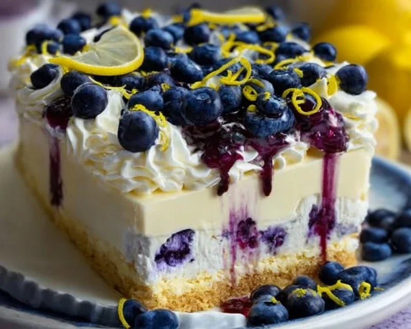 No-Bake Lemon dazzling Blueberry cream Cake
