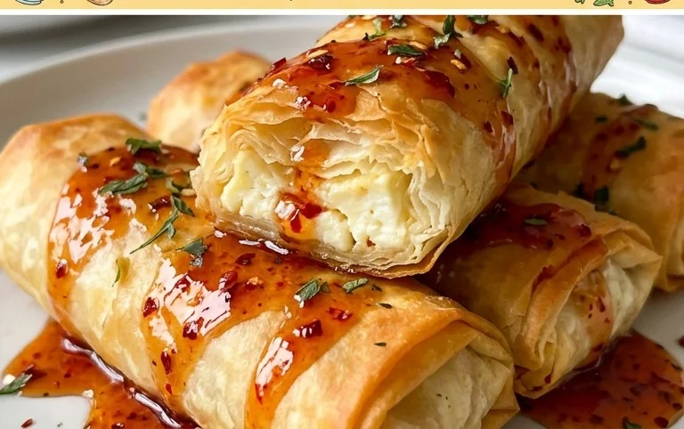 Indulgent Oven Fried Feta Rolls with Chili Honey Magic