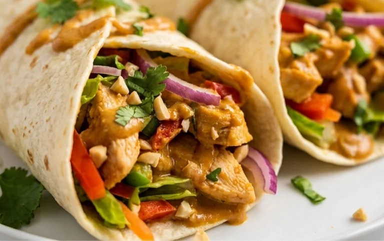 Thai Peanut Chicken Wraps