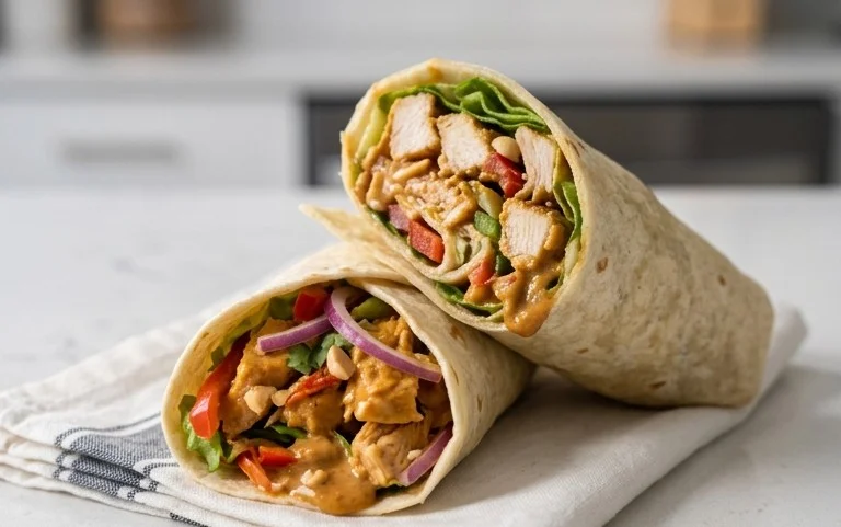 Thai Peanut Chicken Wraps