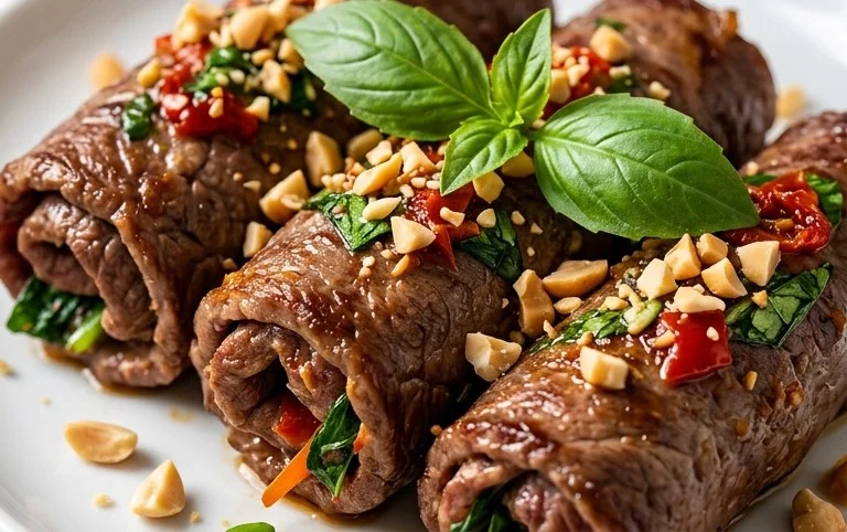 Thai Basil Beef Rolls