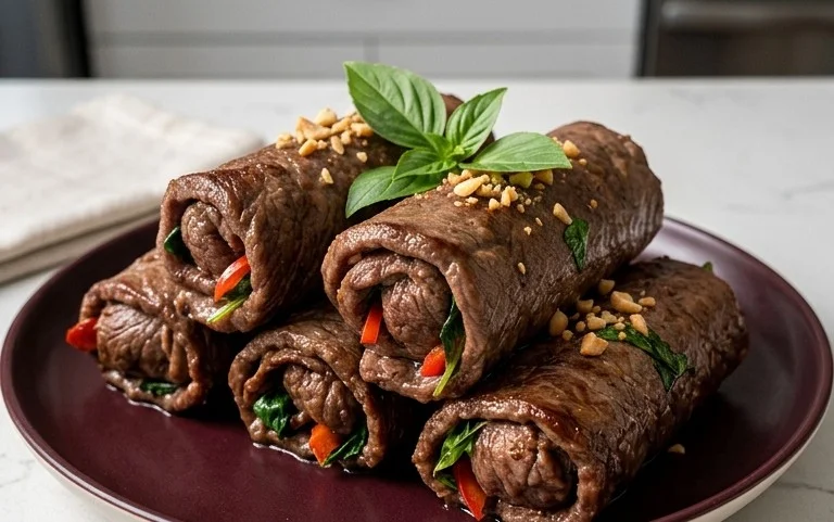 Thai Basil Beef Rolls