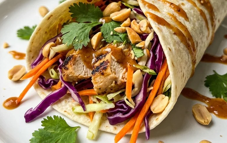 Thai Chicken Wrap with Crunchy Asian Slaw