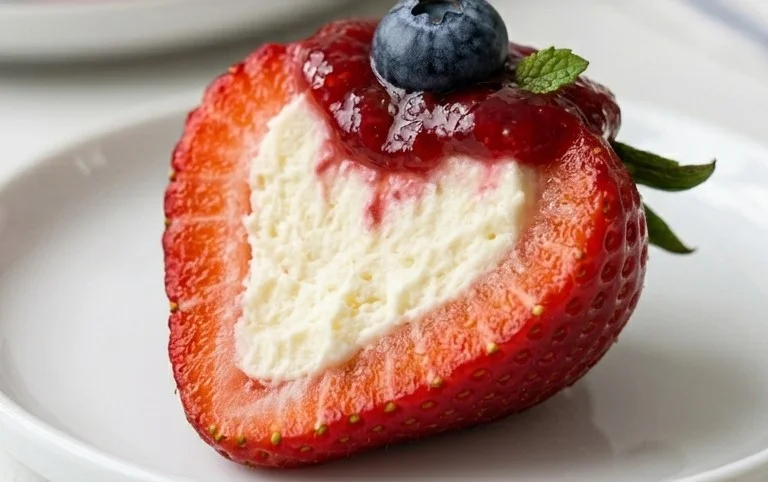 Red, White, and Blue Cheesecake Strawberries