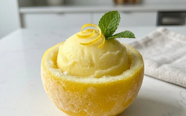 Sorbetto di Limone Dressed Up in a Frozen Lemon Shell