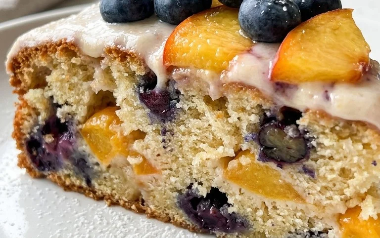 Peach and Blueberry Greek Yogurt Cake
