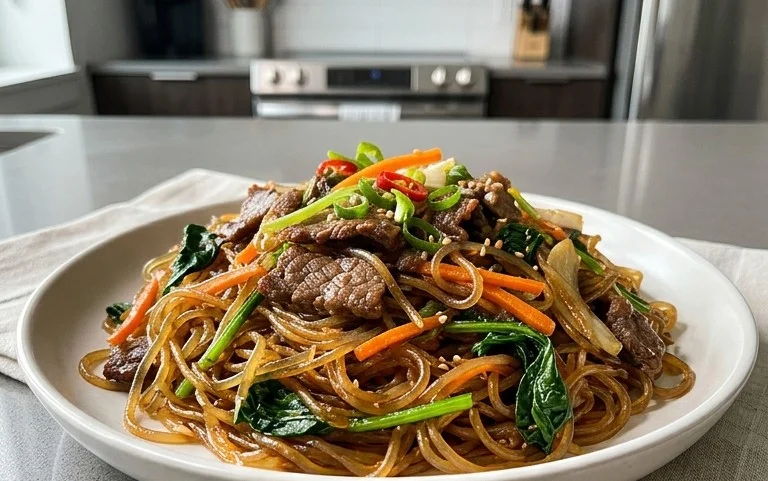 Japchae (Korean Glass Noodle Stir Fry)