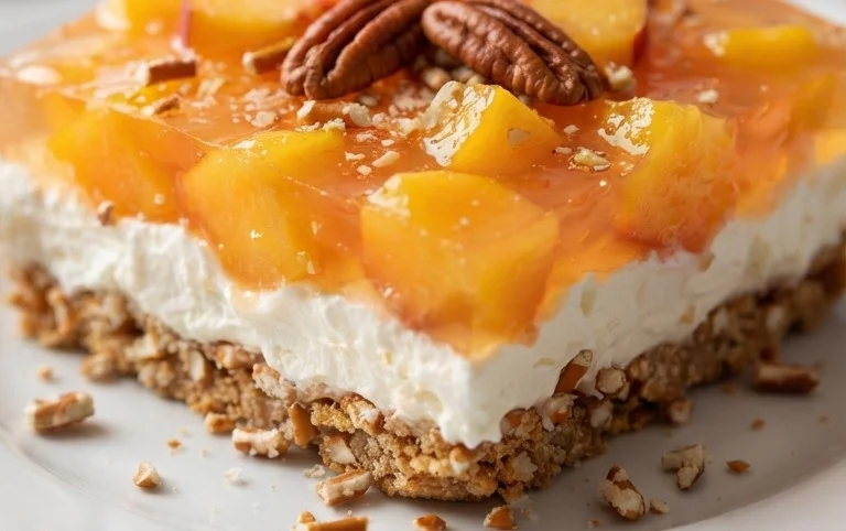 Peach Pretzel Salad Dessert