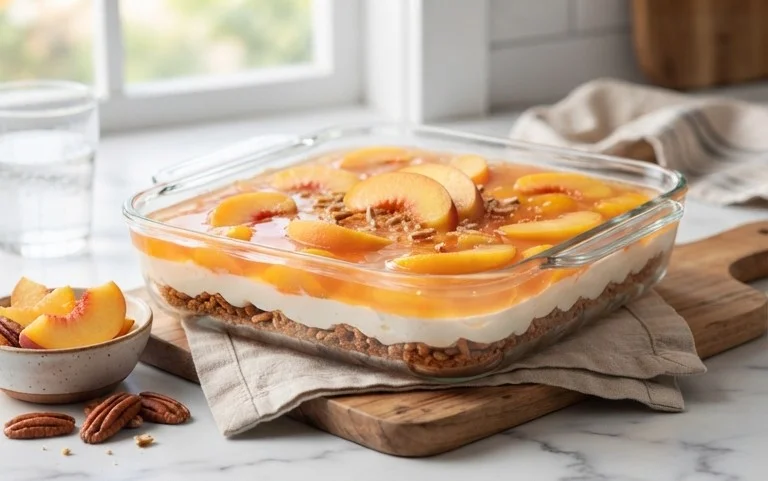 Peach Pretzel Salad Dessert