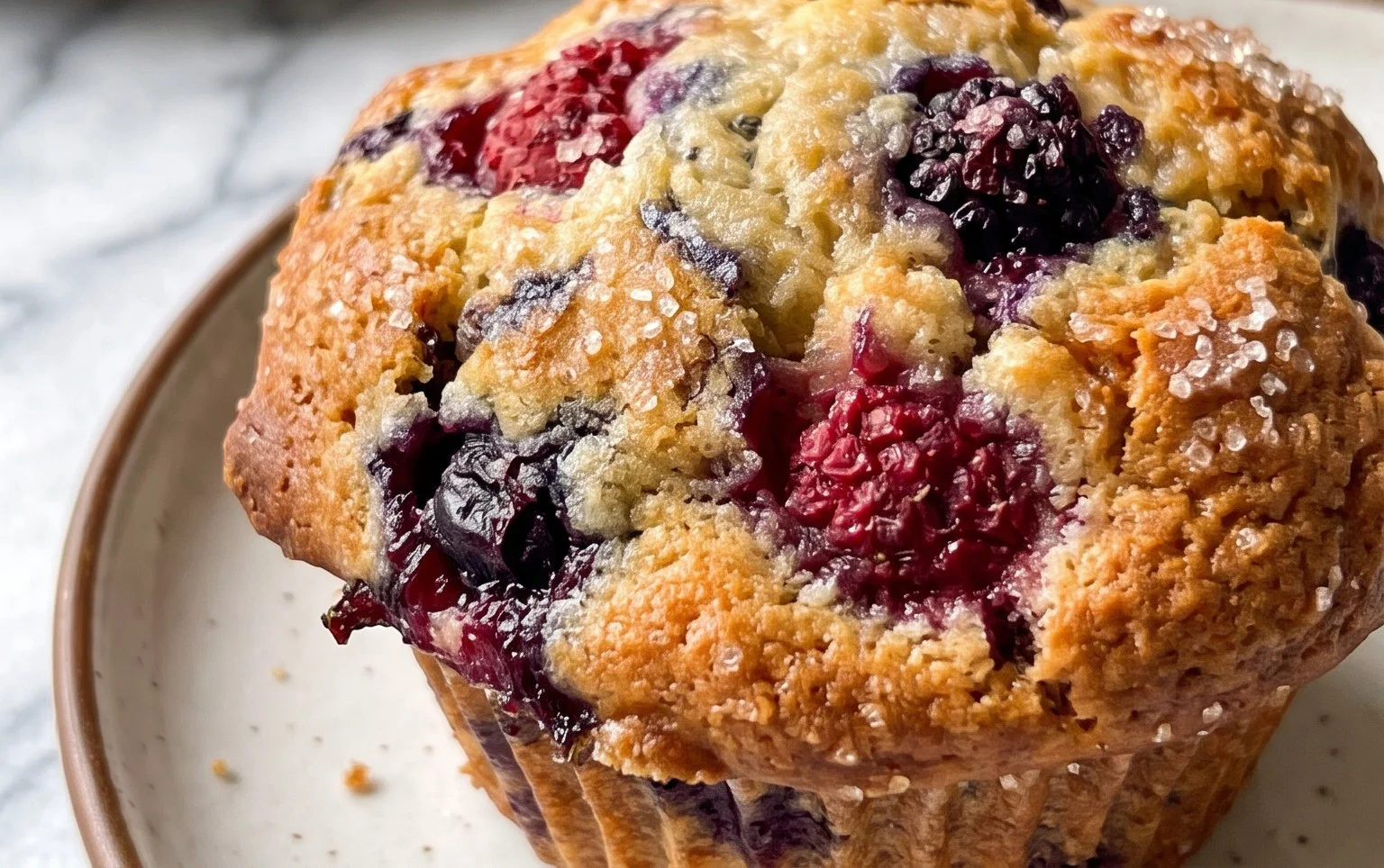 Bakery Style Mixed Berry Muffins | with Frozen Berries