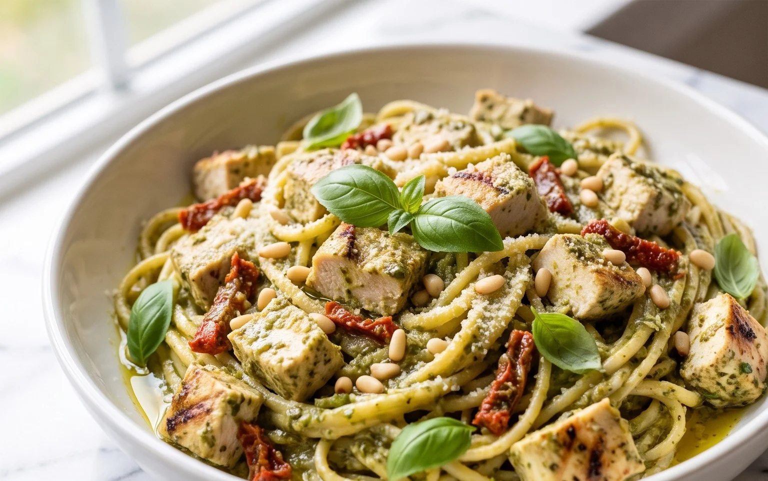 Creamy Chicken Pesto Pasta