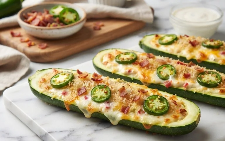 Jalapeno Popper Zucchini Boats