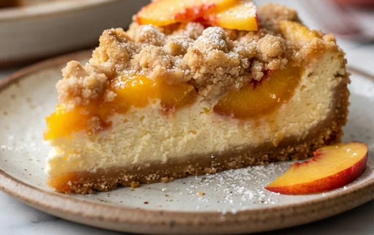 Peach Cream Cheese Cake with Streusel Topping