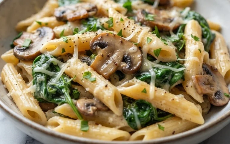 Parmesan Spinach Mushroom Pasta Skillet