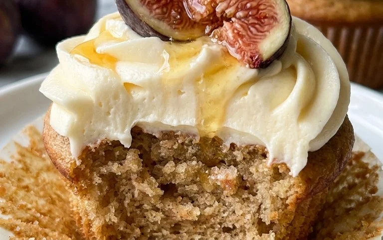 Fig Cupcakes with Honey Cream Cheese Frosting