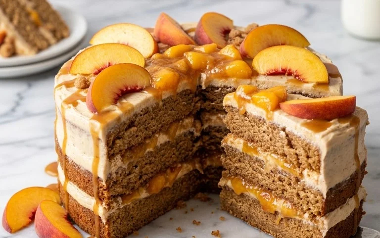 Brown Sugar Layer Cake with Peach Filling