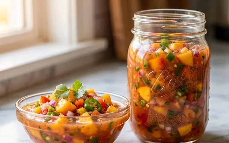 Sweet & Spicy Peach Salsa Canning Recipe